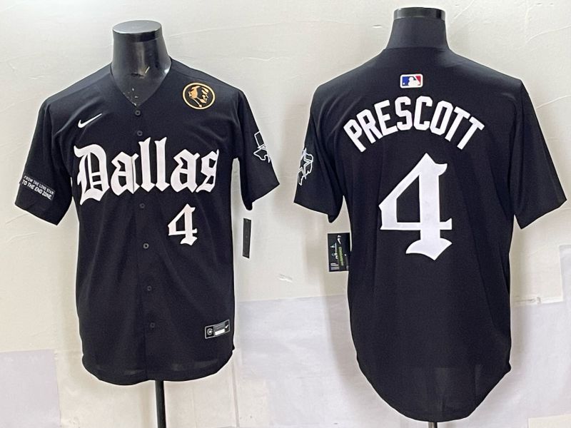 Men 2025 Nike Dallas Cowboys #4 Prescott Black 5th generation Joint Name Limited NFL Jersey 010